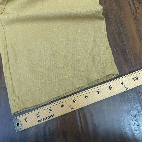 GILLIA Wide Leg Pants Camel Tan Cropped High Rise Shell Button Front - Picture 14 of 14